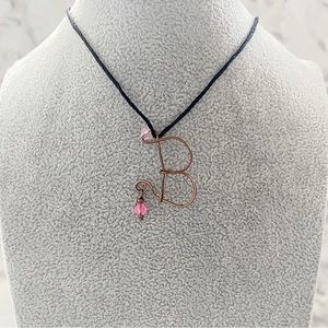3/$40 Barbie Letter B Initial Pendant Necklace Pink Beads Doll Jewelry